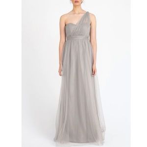 NEW BHLDN Jenny Yoo Sz 0 Annabelle Bridesmaid Dress Convertible Tulle Gown Gray